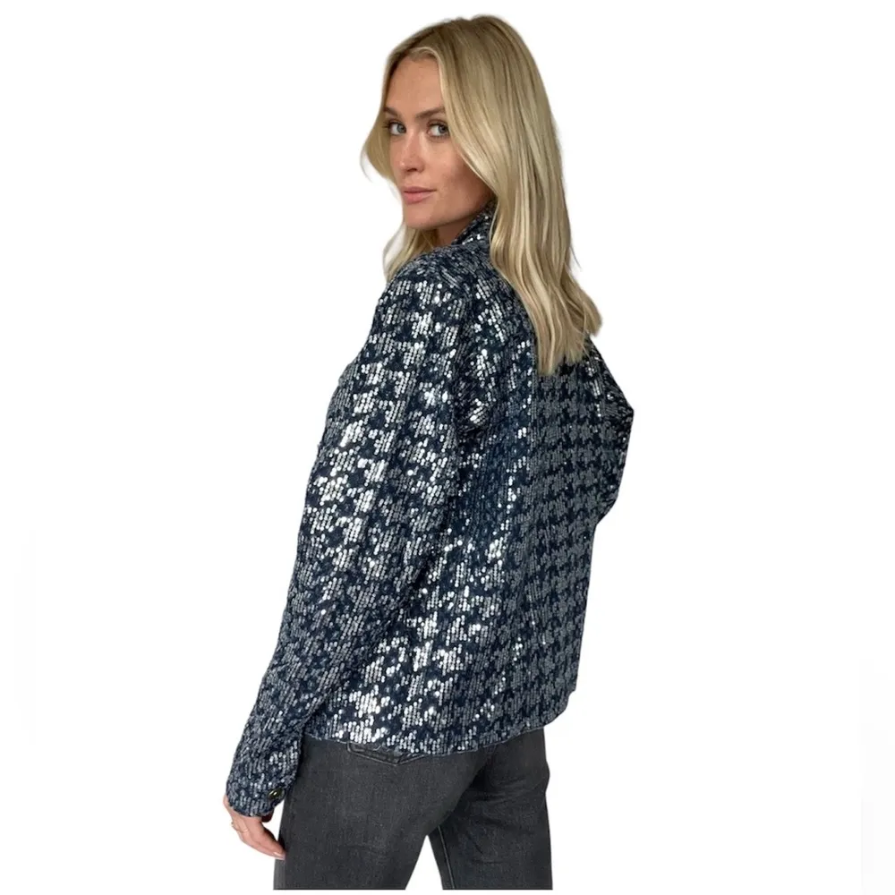 Six/Fifty🦎Pixie Jacket Denim Sequin🌵 Blue Size M - Image 2