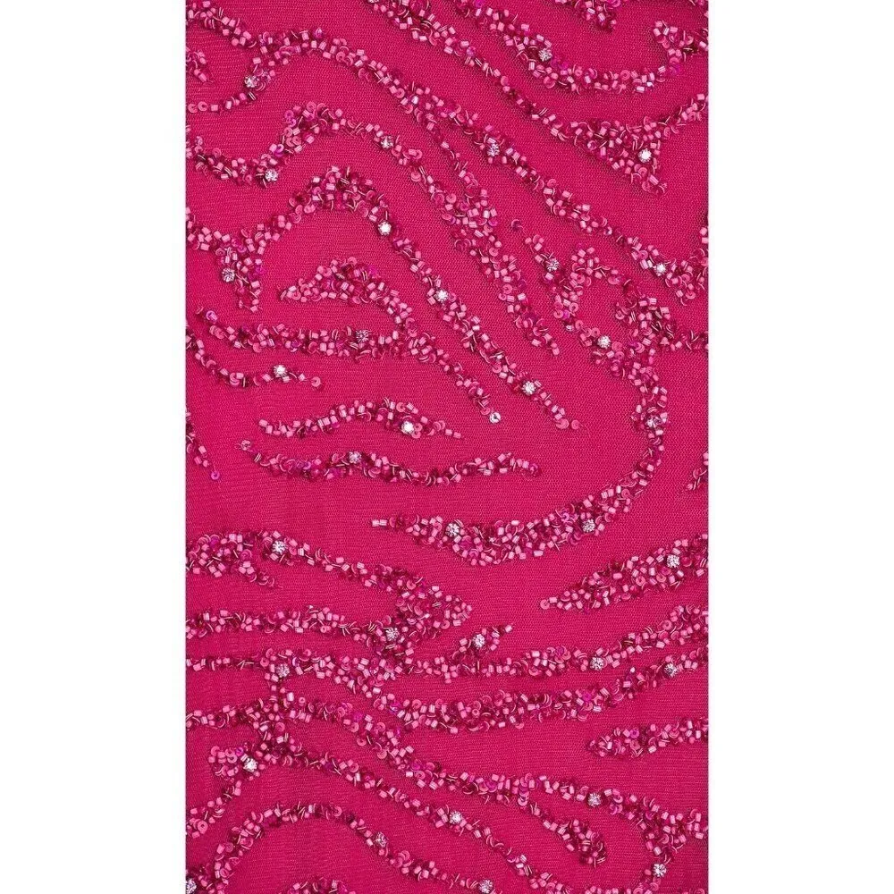 Retrofete Hendrix Dress in Fuchsia Rose Tiger Stripe Large New Long Maxi Gown Pink - Image 4