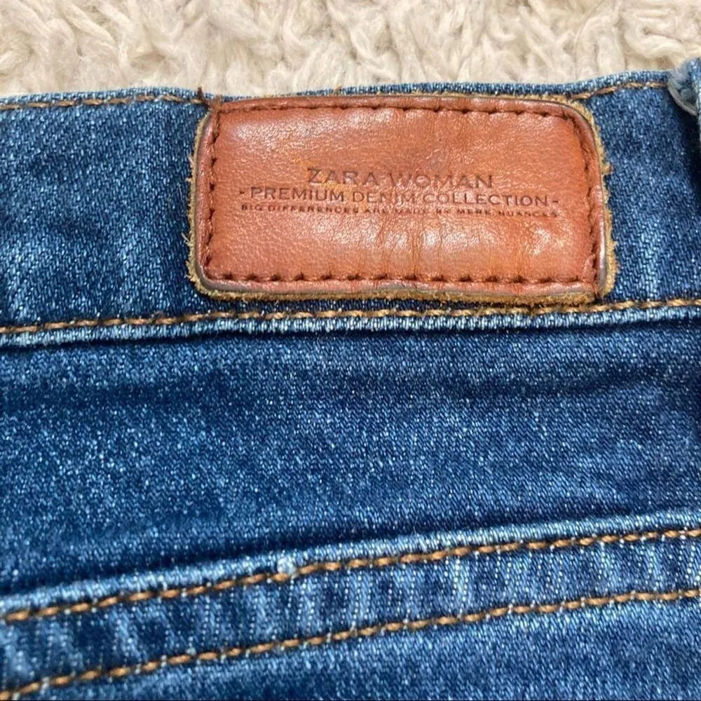 ZARA WOMAN Bootcut Embroidered Floral Jeans Ladybug Size 2 Cropped Novelty Cute - Image 7