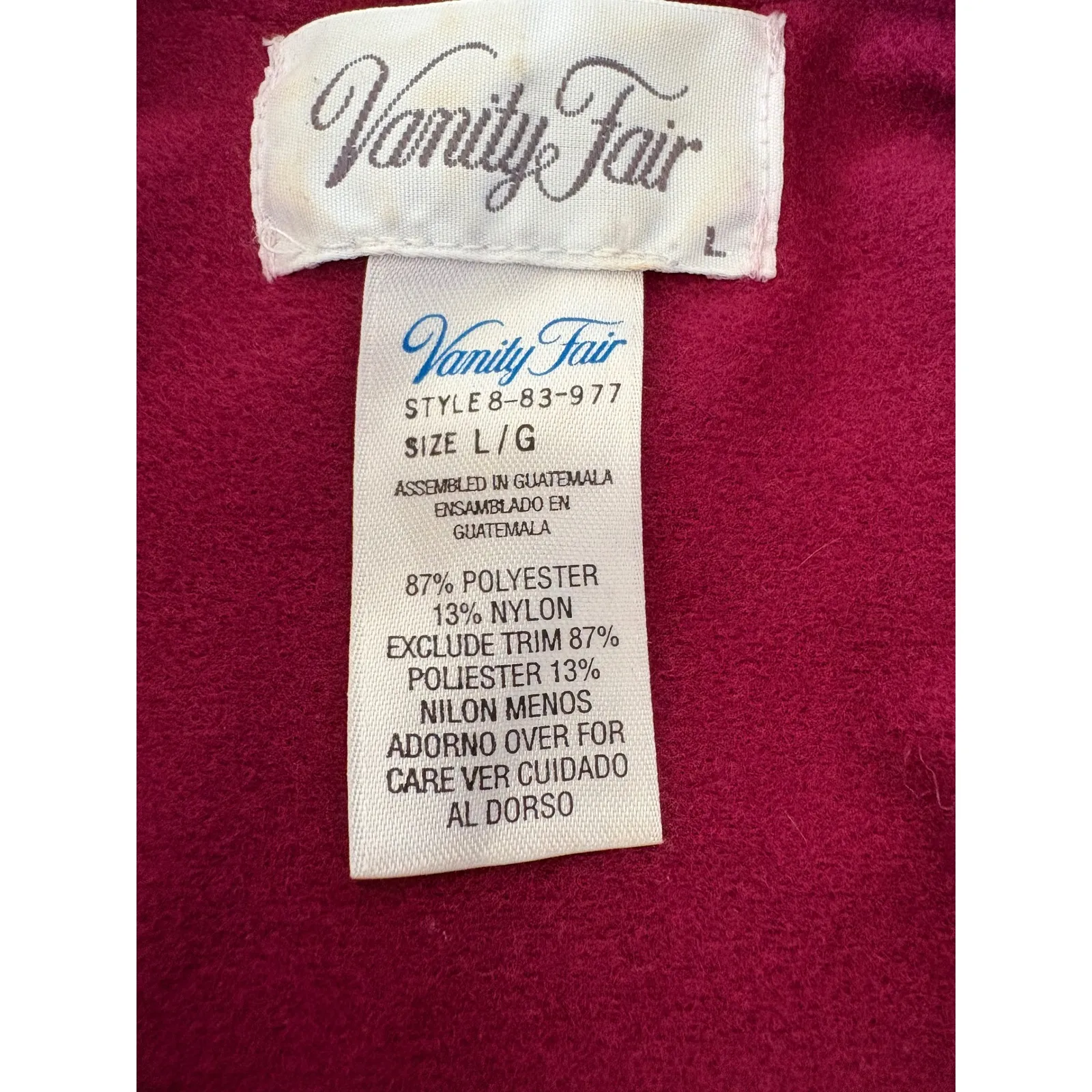 Vanity Fair Long Robe Burgundy Floral‎ Trim Tassel Zip Front Lounge House Coat - Image 5