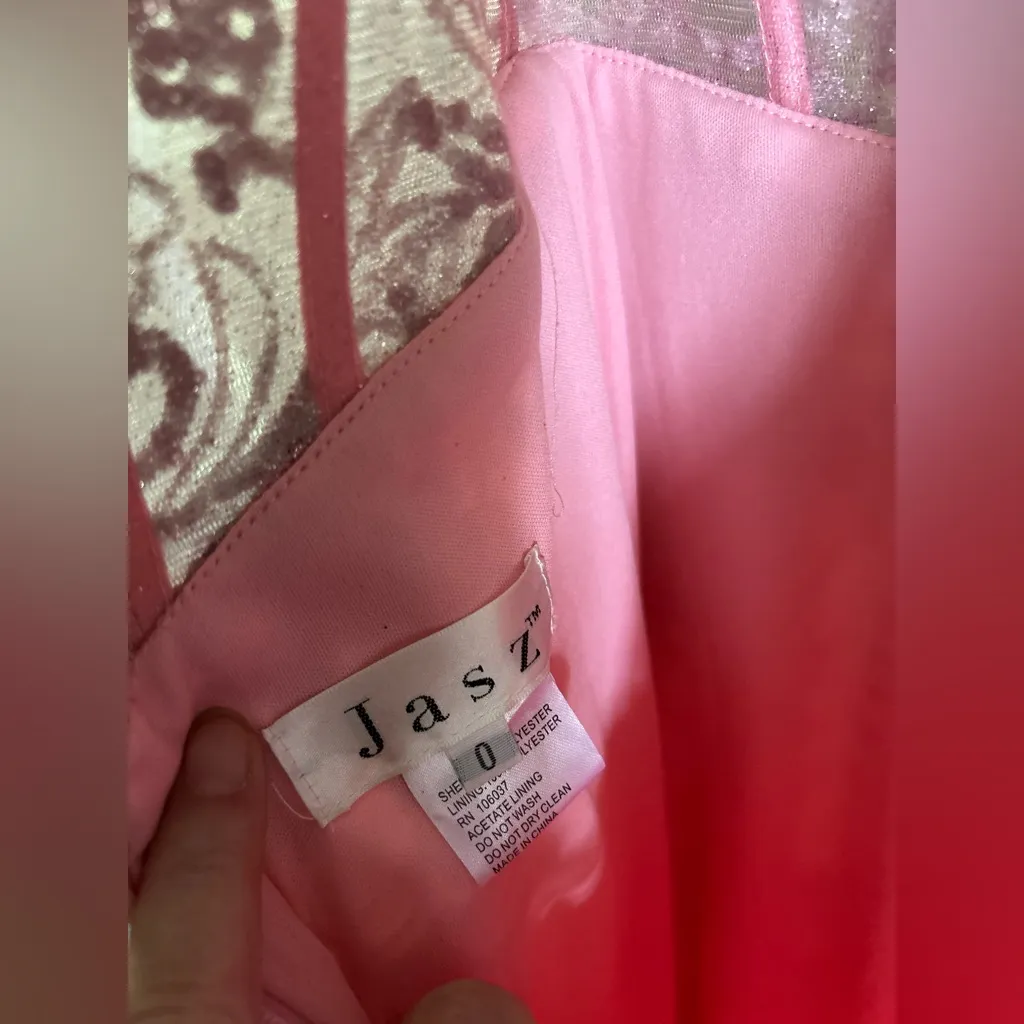 Lush by Jasz Couture Pink Silver Sequin Mermaid 7317 Open Back Prom Gown Size 0 - Image 5