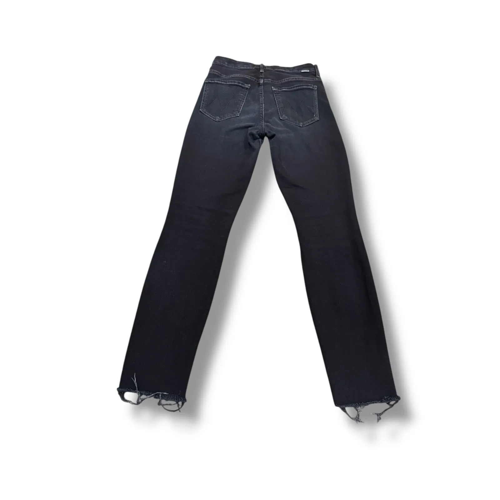 Mother High Waisted Looker Ankle Fray Denim Jeans 26 Last Call Dark Wash Minimal Blue - Image 2