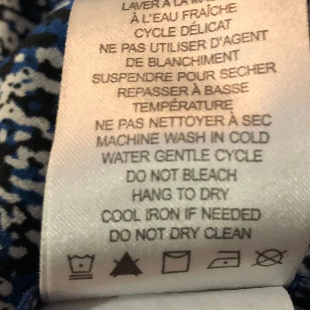 Katherine Barclay Montreal Blouse Womens L Used Blue Print - Image 11