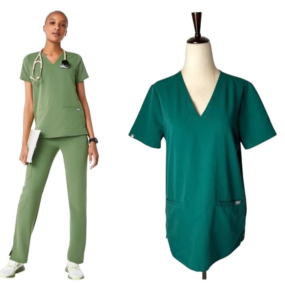 Figs Shirt Women Small Green Casma Three Pocket Scrub Top Medical Nurse‎ Doctor - Image 2