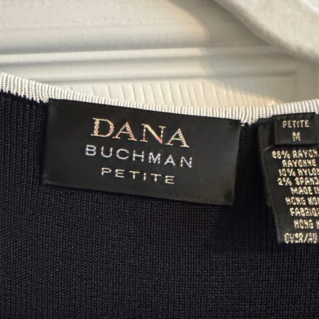 Dana Buchman Dark Blue Cardigan with Light Trim - Image 2