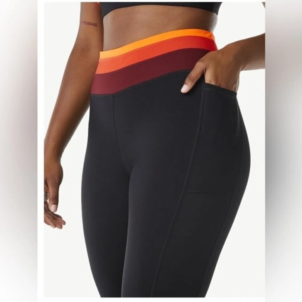 Women’s Color Band activewear Leggings workout yoga gym size XS. Black - Image 4