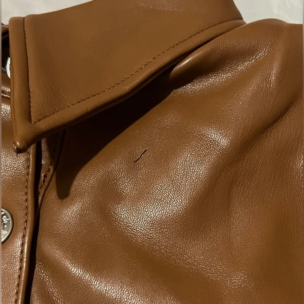 HOUSE OF CB ‘Crystal’ Tan Brown Vegan Leather Backless Blazer Midi Dress - Image 6