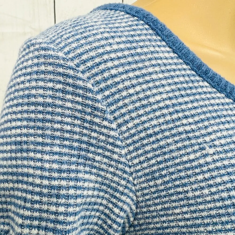 Abercrombie & Fitch (S) Womens Blue White Striped Stretchy Crop Top Tee Shirt - Image 6