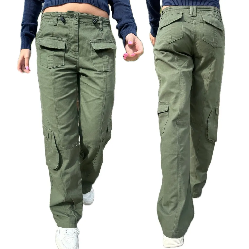Brandy Melville Kim Cargo Pants in Military Green - Image 2
