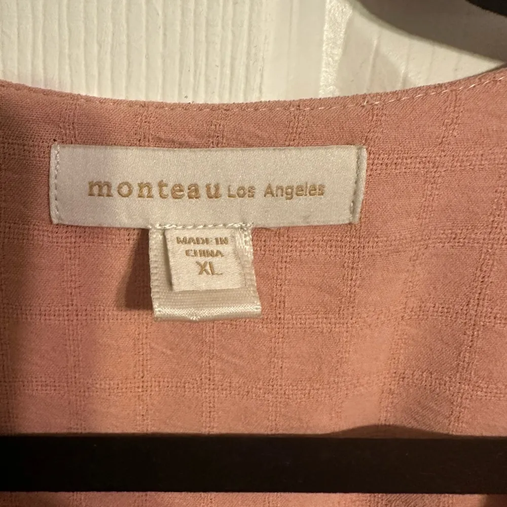 Monteau Pink Flutter Sleeve Wrap Peplum Blouse - Image 2