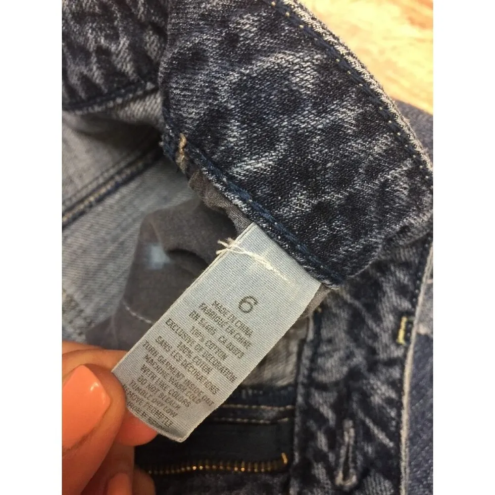 AMERICAN EAGLE 6 Jean Shorts Cut Off Patches Denim Med Wash Distressed - Image 4