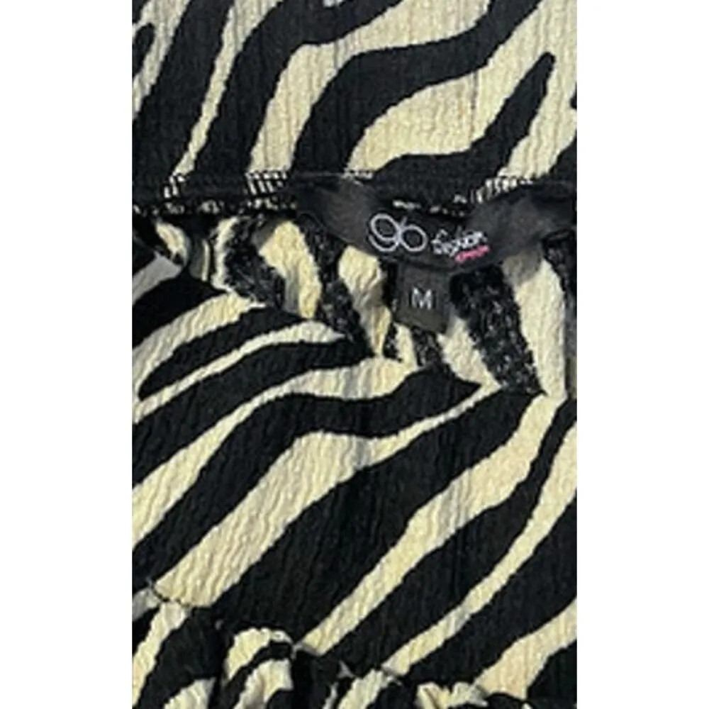 Glo Fashion London Animal Print Tiered Mini Skirt Size Medium Black - Image 3