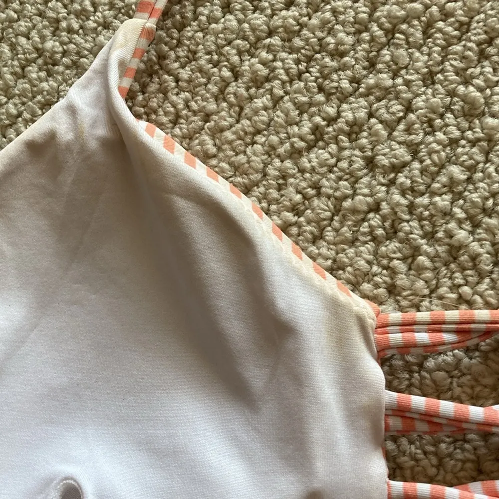 Cupshe Orange Bikini Two Piece Swimsuit Orange Size Medium Floral Striped EUC - Image 10