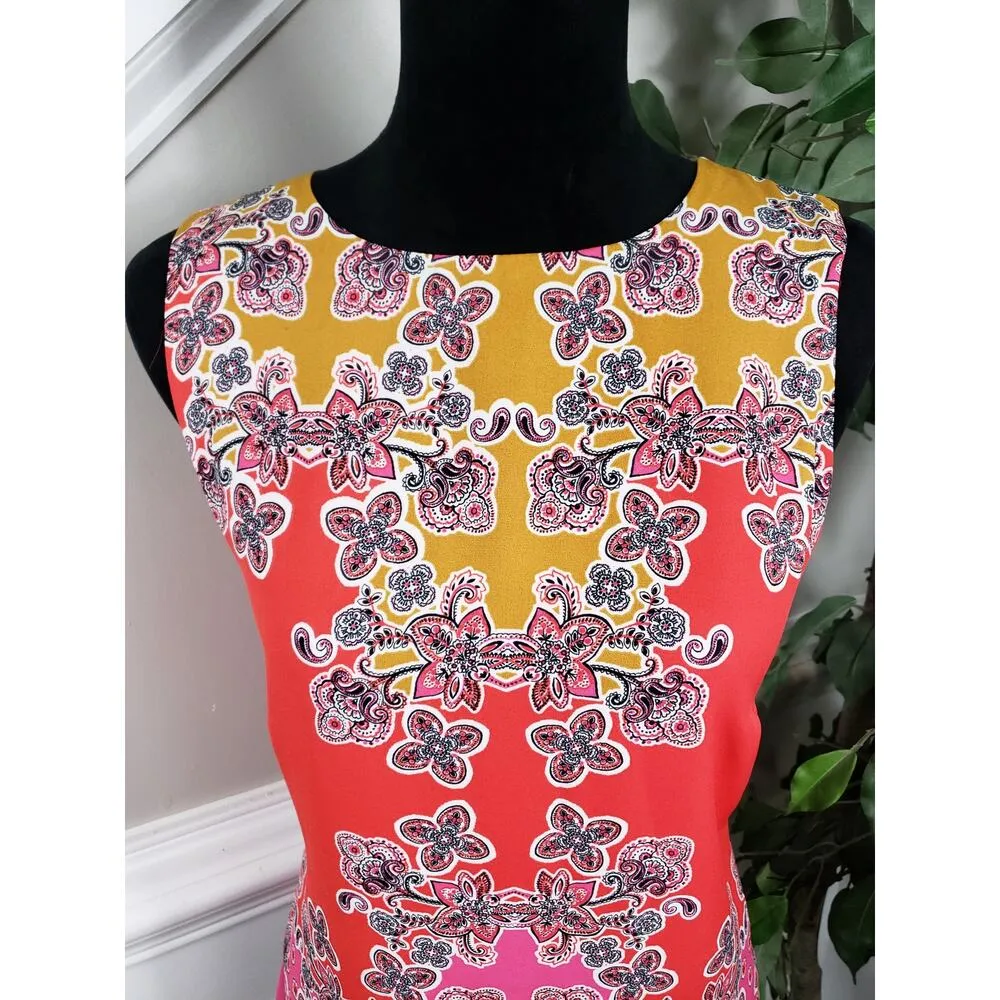 Rose + Olive Orange Floral Sleeveless Women Top Blouse Size S Paisley Print - Image 6