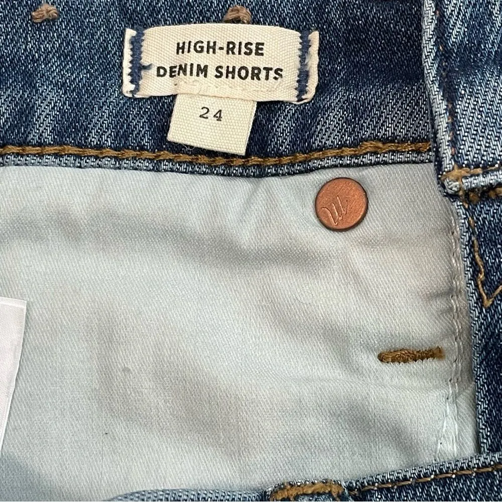 Madewell High-Rise Denim Shorts‎ Cutoff Edition Glenoaks Wash Size 24 - Image 8
