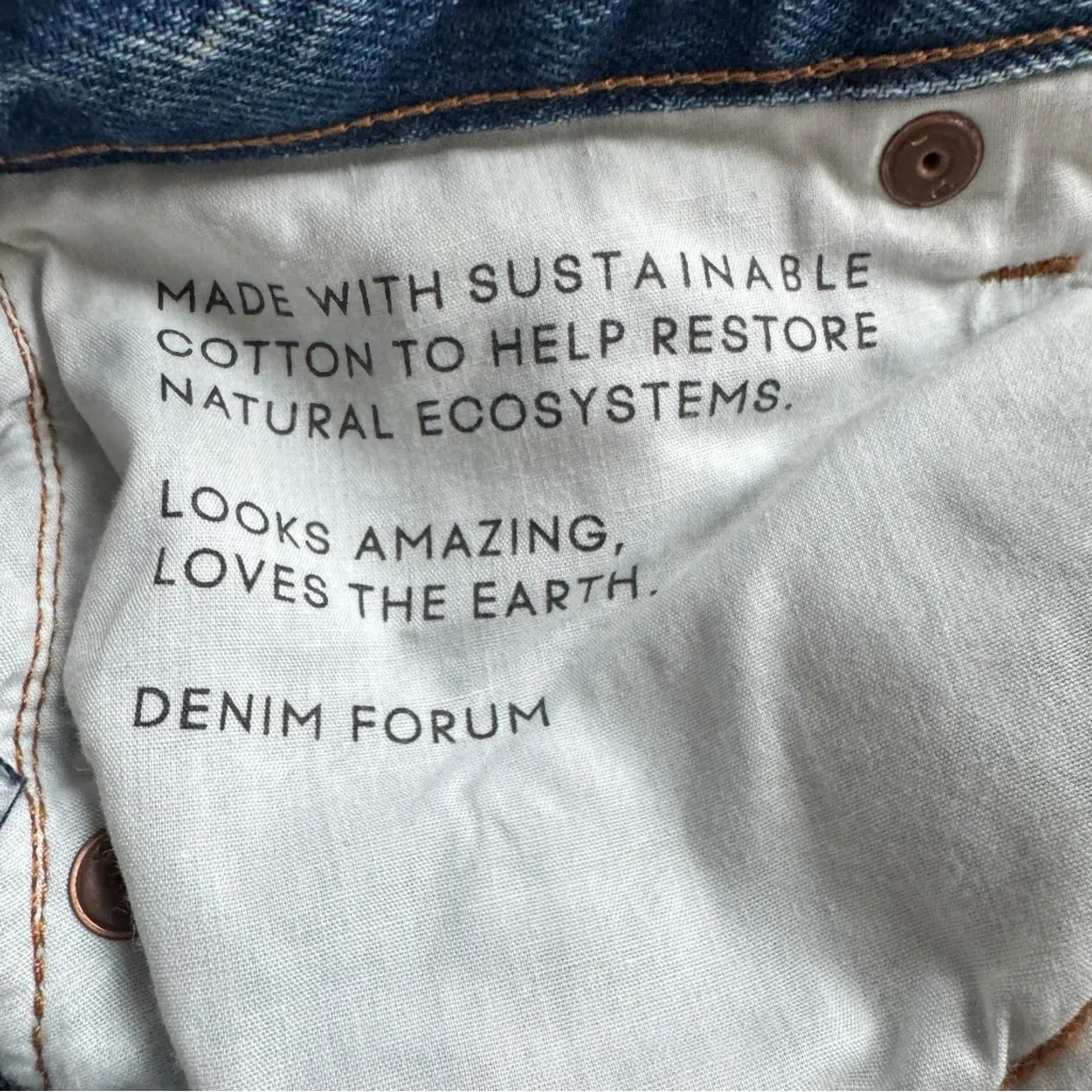 Denim Forum Aritzia Farrah Jeans Blue 25 High Rise Wide Leg 100% Cotton 90s - Image 8