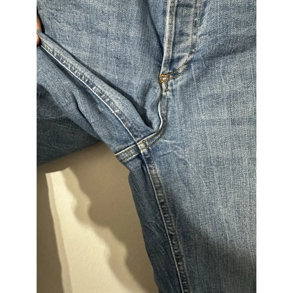 Zara The Dreed Flare Blue Crop Button Jean Size 6 Womens Denim - Image 7