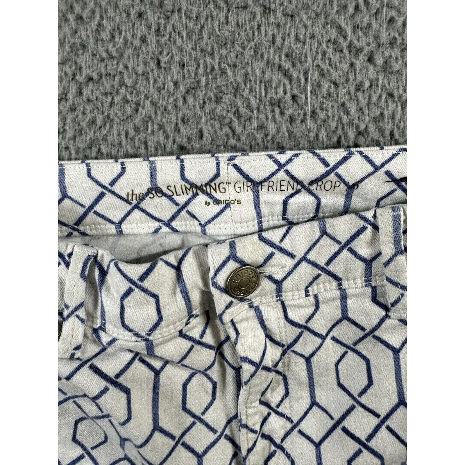 Chicos So Slimming Girlfriend Crop Jeans Women 0‎ Mid Rise Geometric Pants Boho - Image 6