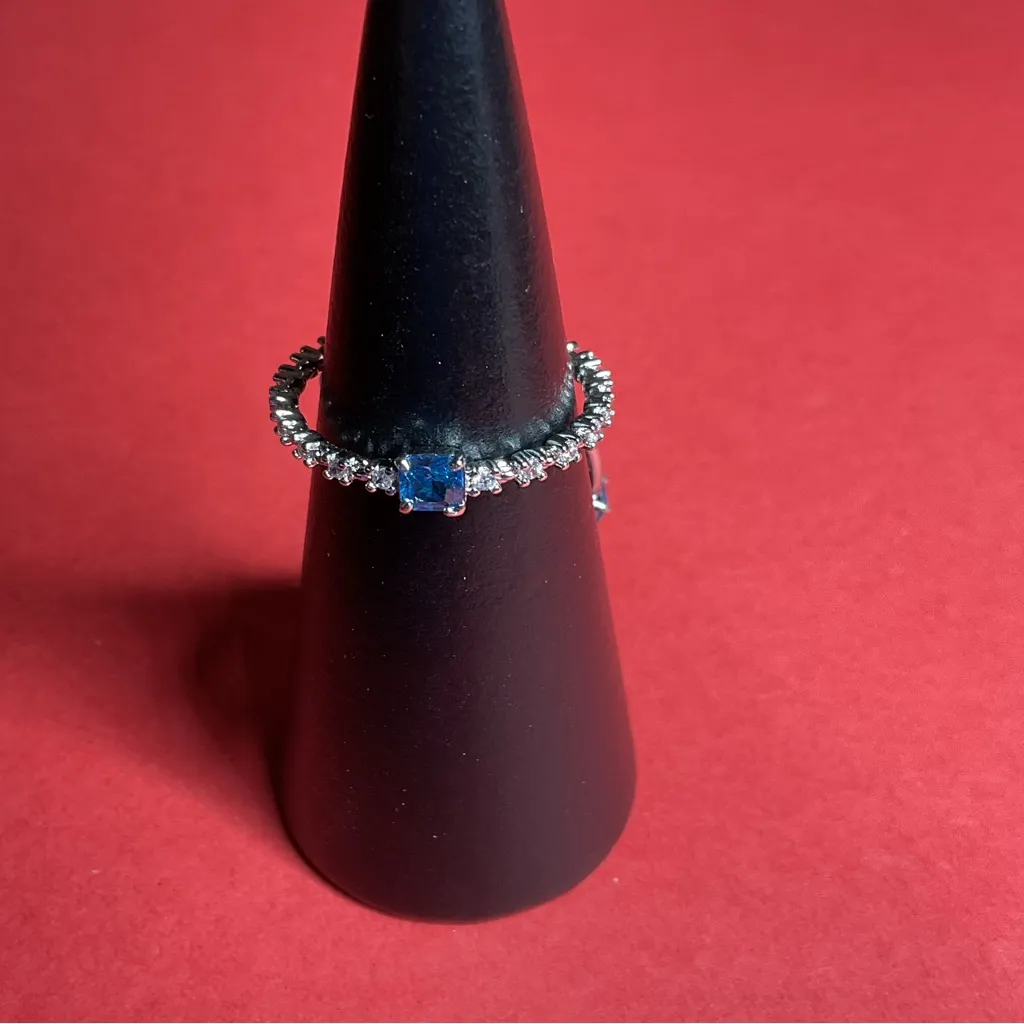 Bomb Party RBP6677 “It Was Always You” LC Blue Topaz on Rhodium Size 10 Ring NWT - Image 5