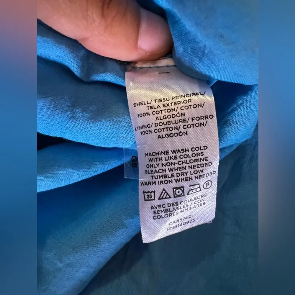 Ann Taylor Loft SHIRRED SHOULDERS Ruffle Sleeveless M Shirt Sky Blue floral XS - Image 12