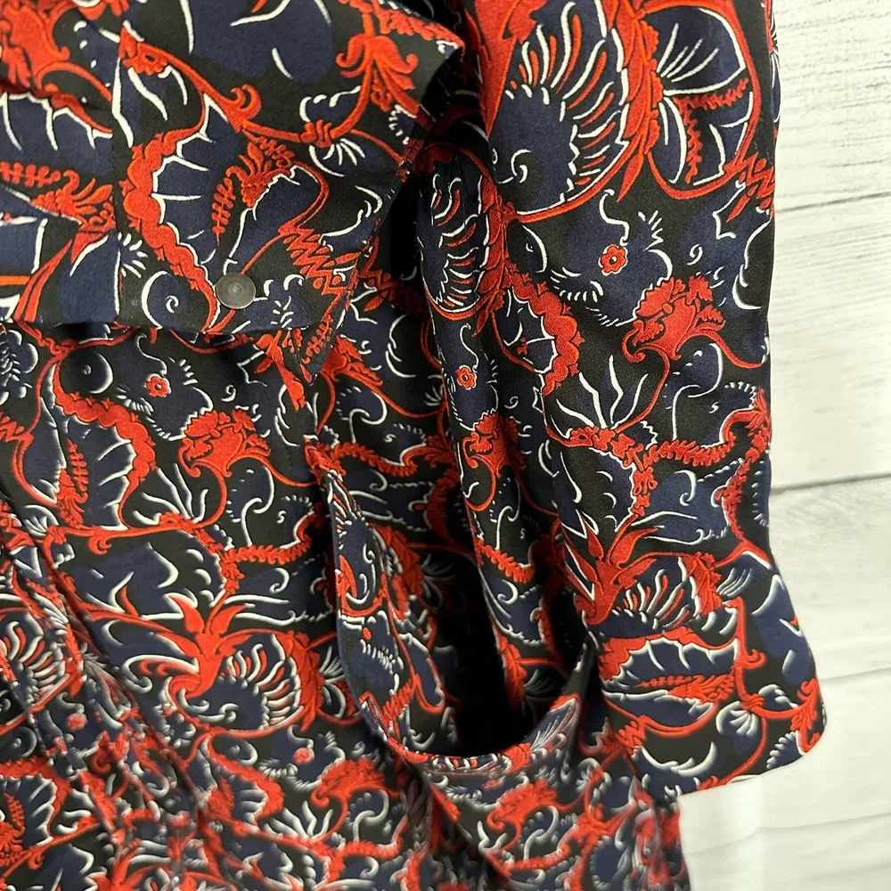 ALC Womens size 10 Sullivan Silk Mini Dress Elastic Waist Floral Long Sleeve - Image 13