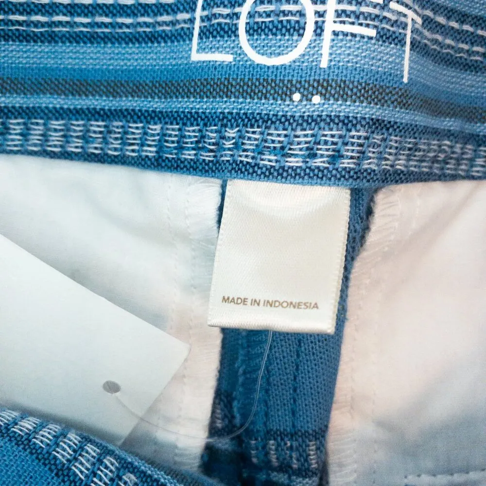 Loft  Striped Blue Green White Mini Shorts Womens Size 2 - Image 9