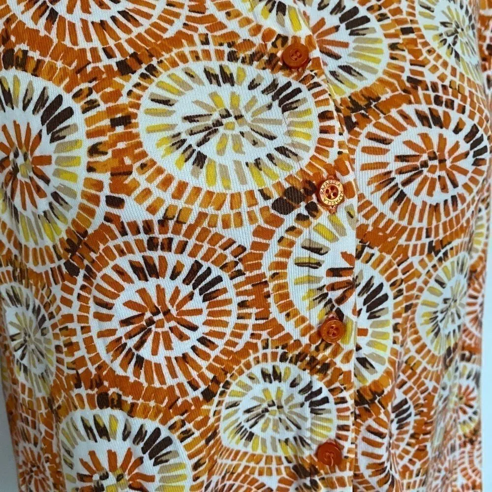 Rafaella Abstract Print Button Front Blouse | Size LP | 100% Cotton - Image 6