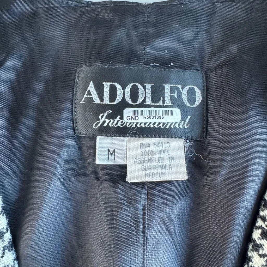 Vintage 90s Adolfo Black White Houndstooth Check Wool Vest Size Medium - Image 5