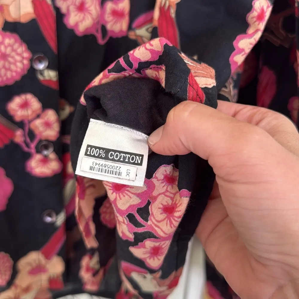 Olivia James the label Emory bird print button down Black - Image 5