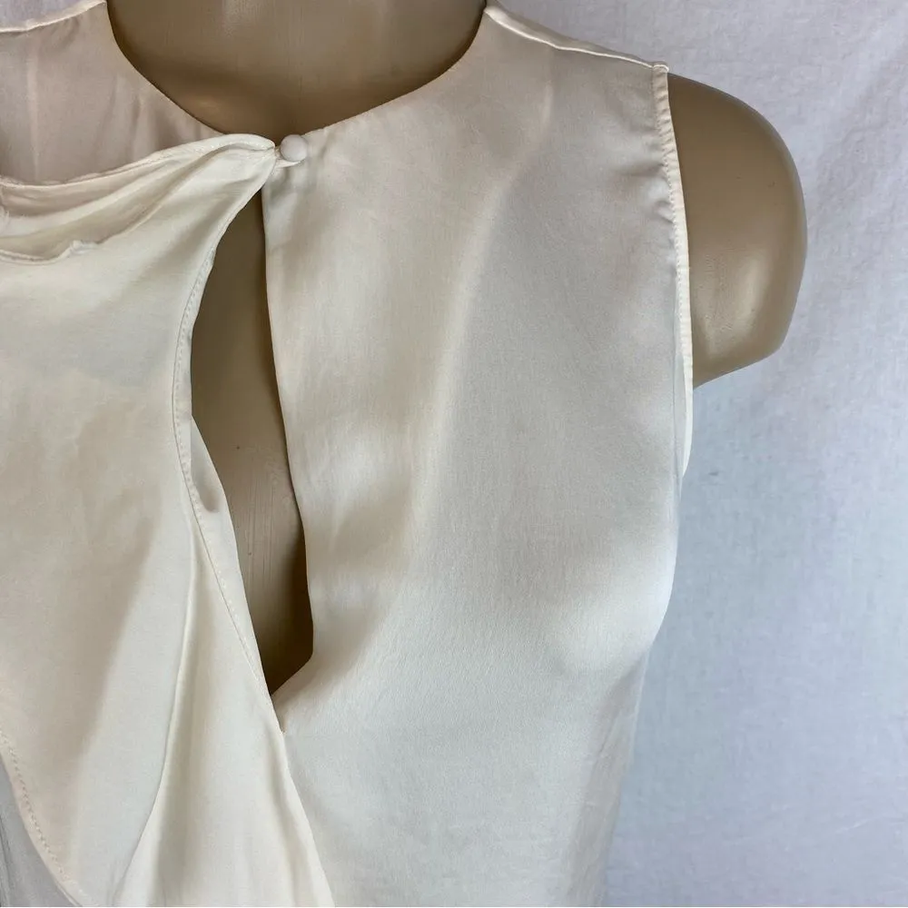 Theory  100% Silk Ruffle Front Sleeveless Blouse Top M - Image 4