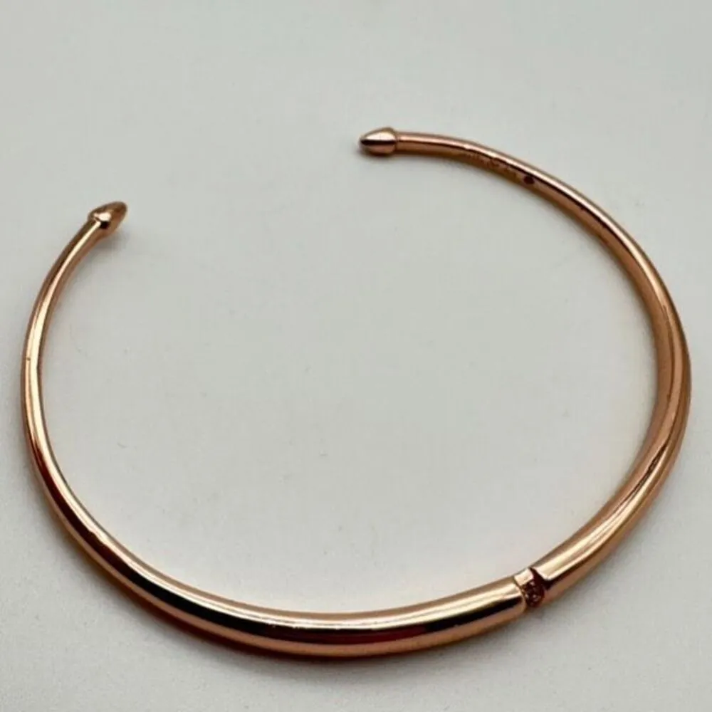 Stella & Dot Pave Inset Rose Gold Cuff Dainty Minimalist understated Elegant - Image 8