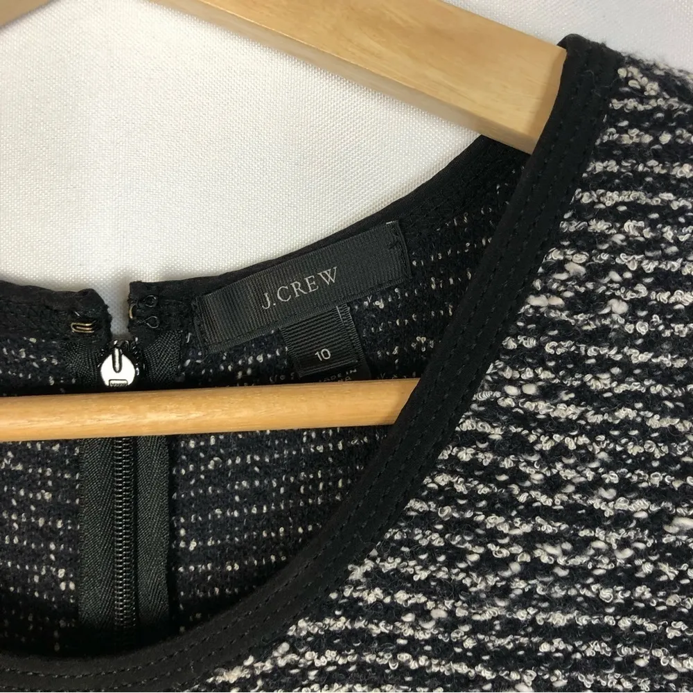 J. Crew Black & White Tweed Flared Mini Dress 10 - Image 4