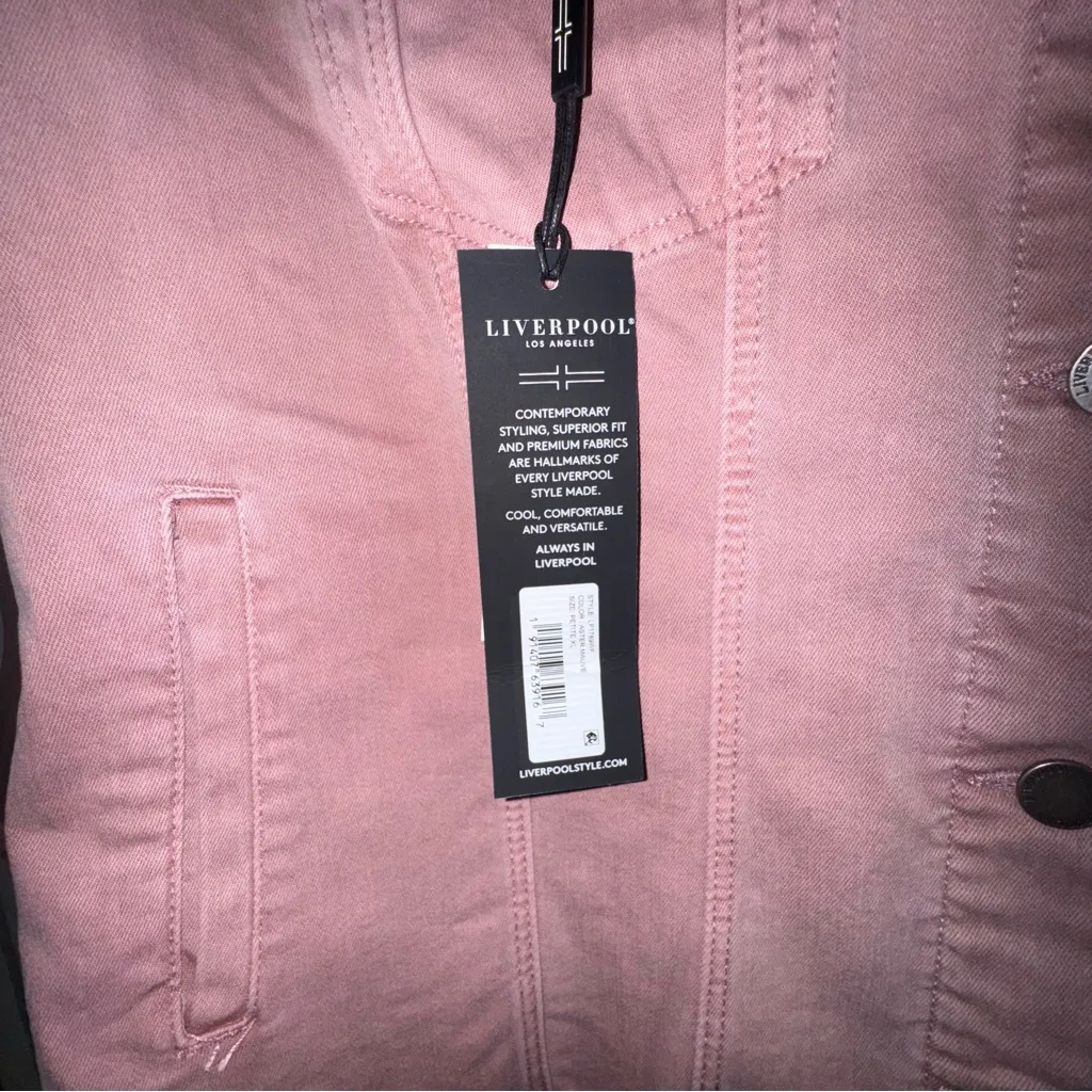 Liverpool women’s Aster‎ Mauve pink jean denim jacket Frey hem size Petite XL - Image 5