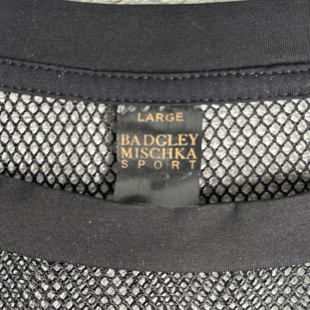 Badgley Mischka Sport Shirt Womens Large Black Sheer Mesh Whimsy Goth Dark Fairy - Image 6