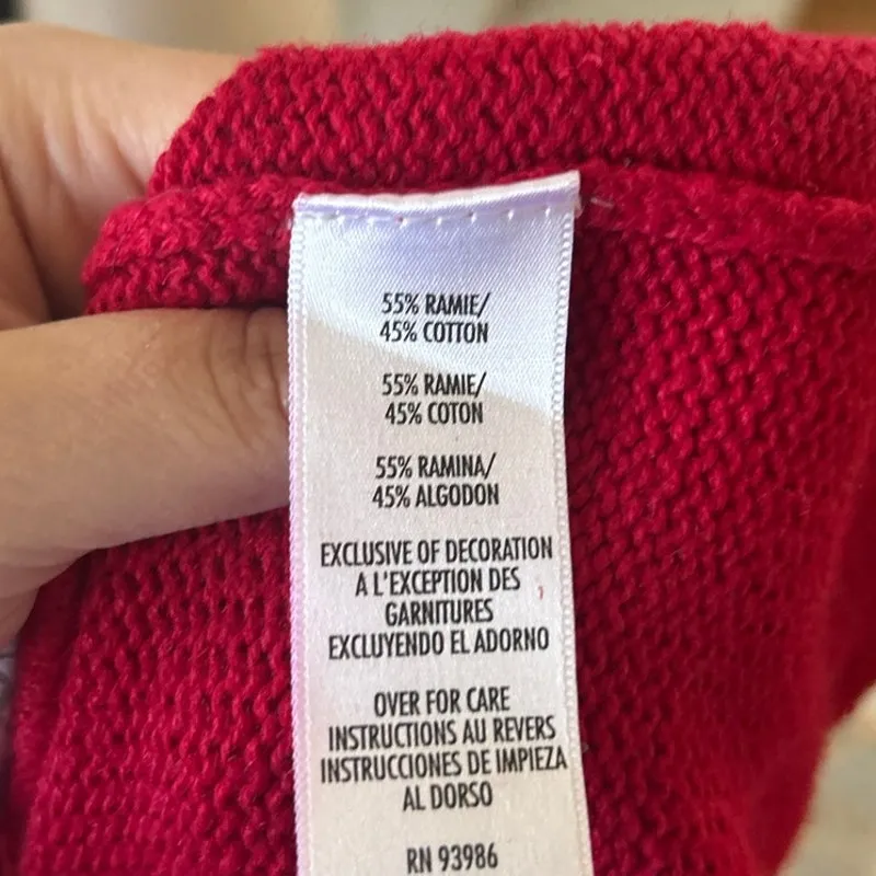 Vintage 90s Red Holiday Woman Walking Scottie Dog Cardigan Christmas Winter Size 2X - Image 4