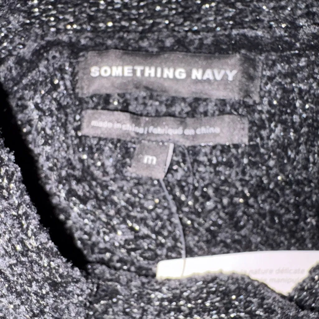 Something Navy Black Metallic Balloon Sleeve Dress. Medium - Image 7