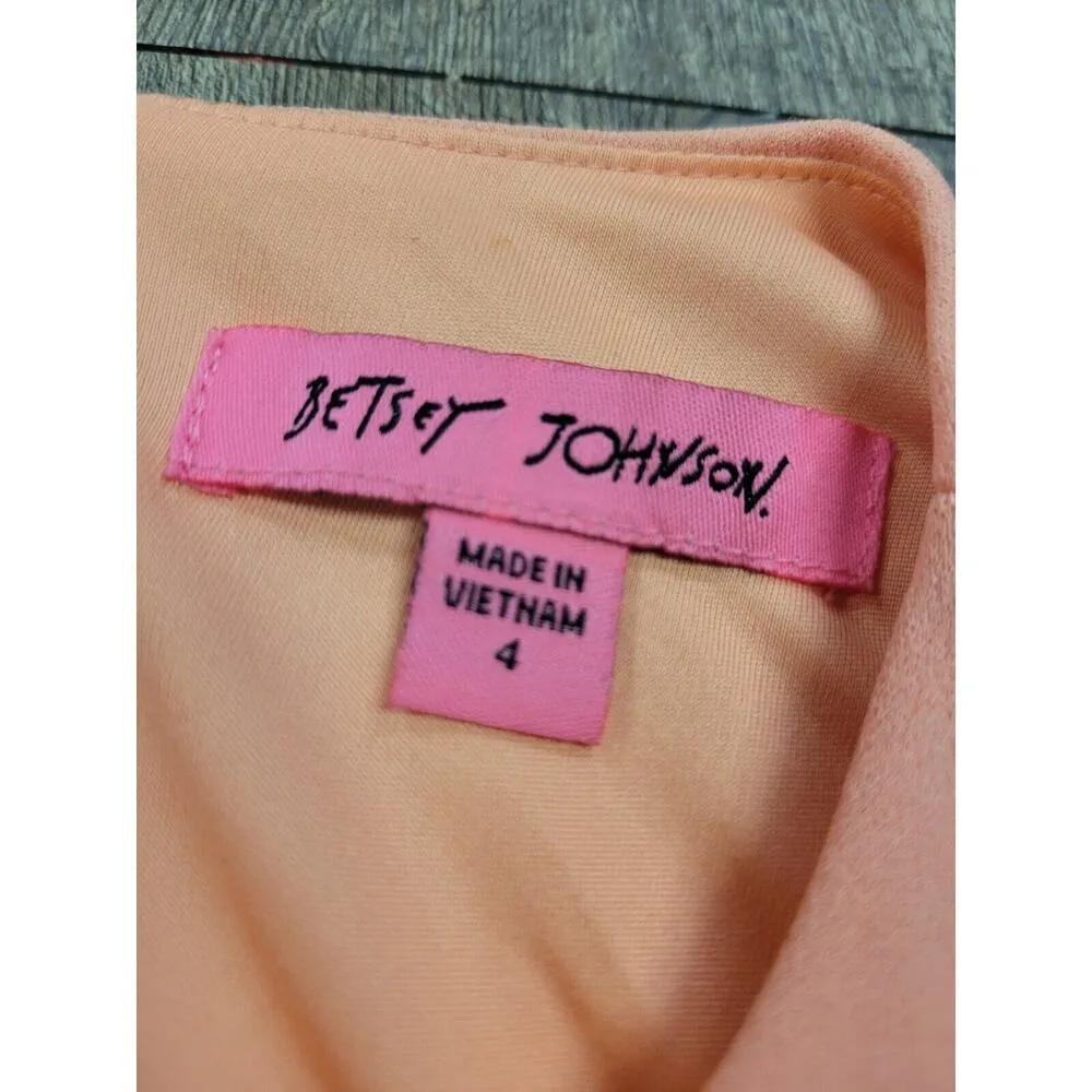 Betsey Johnson Faux Wrap Coral A-Line Dress Dreamsicle Orange Sleeveless Size 4 - Image 3