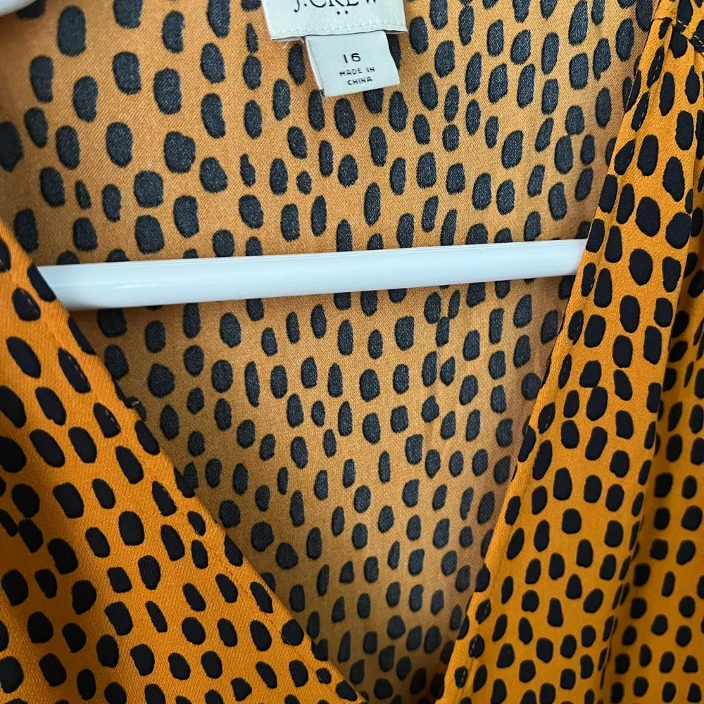 J Crew Factory Drapey twill wrap Animal Print Short Sleeve Polyester Dress Sz 16 Brown - Image 5