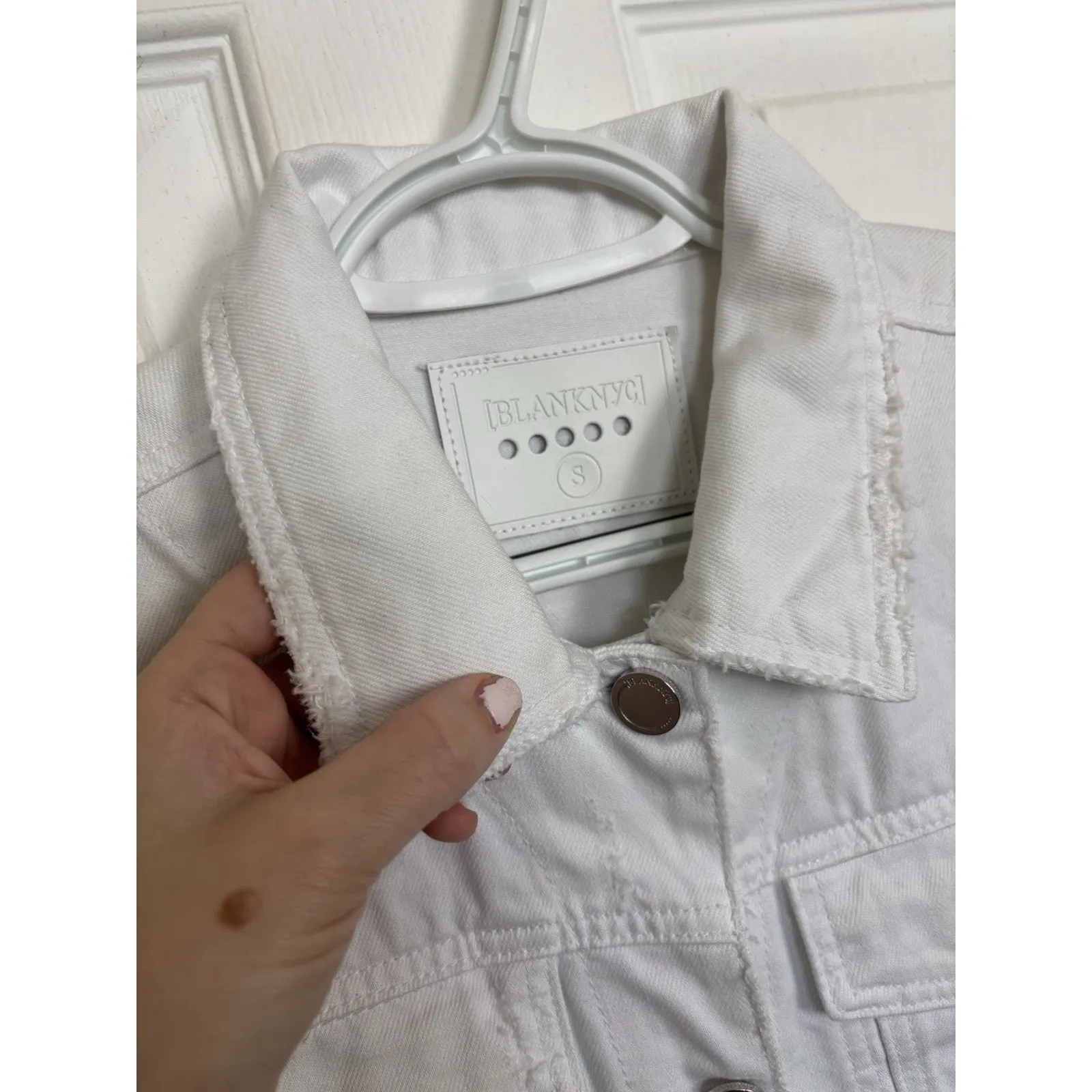 BLANKNYC White Denim Fringe Jacket Size Small Boho Distressed Western Cowgirl - Image 7
