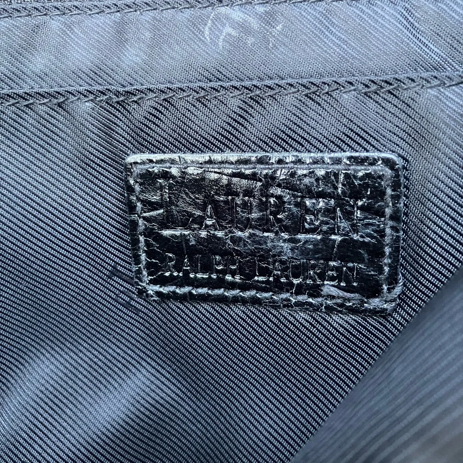 Ralph Lauren Purse Nylon Leather Messenger Crossbody Mock Croc Preppy Old Money Black - Image 15