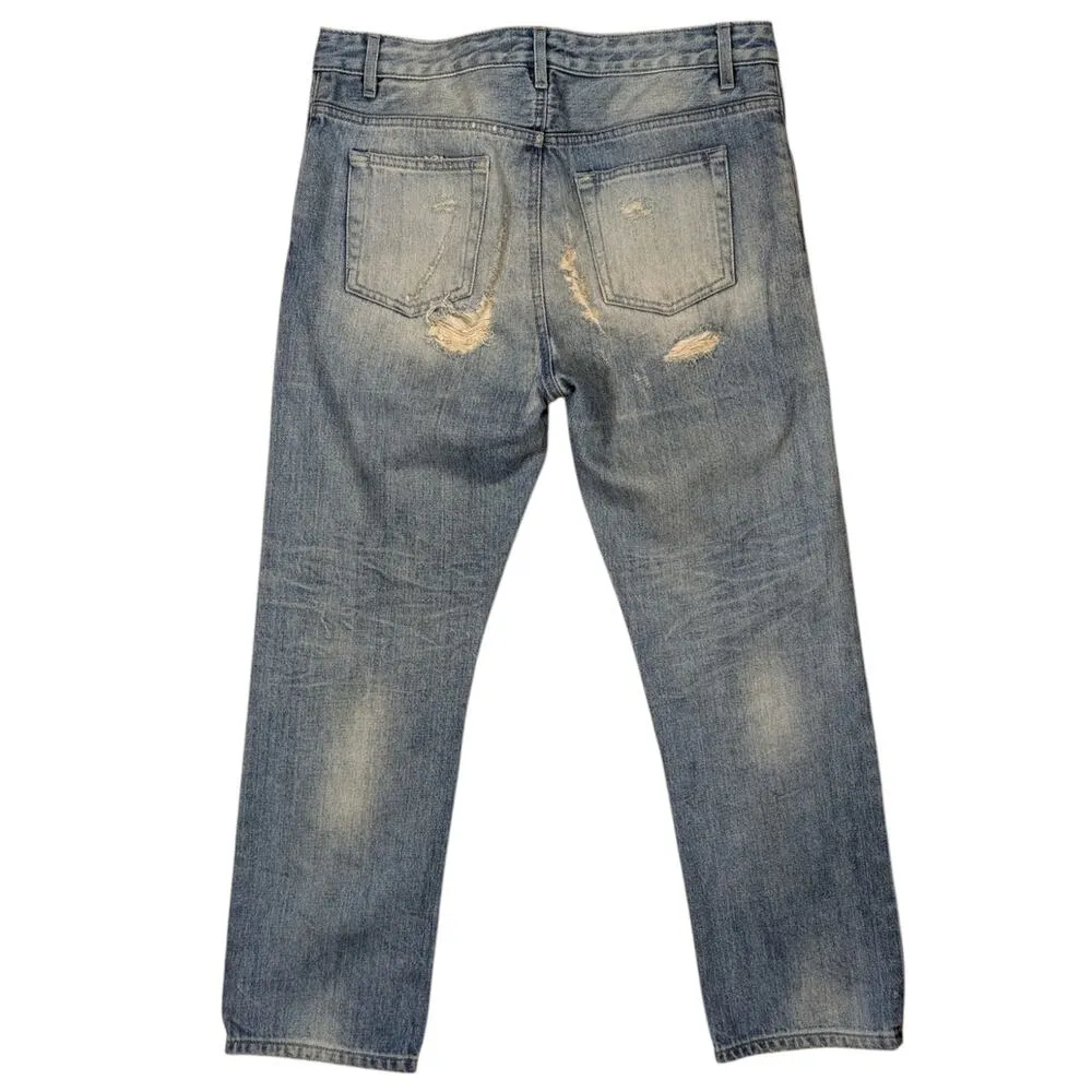 Acne Studios Pop Trash Crop Distressed Jeans Light Wash Size 34 - Image 2