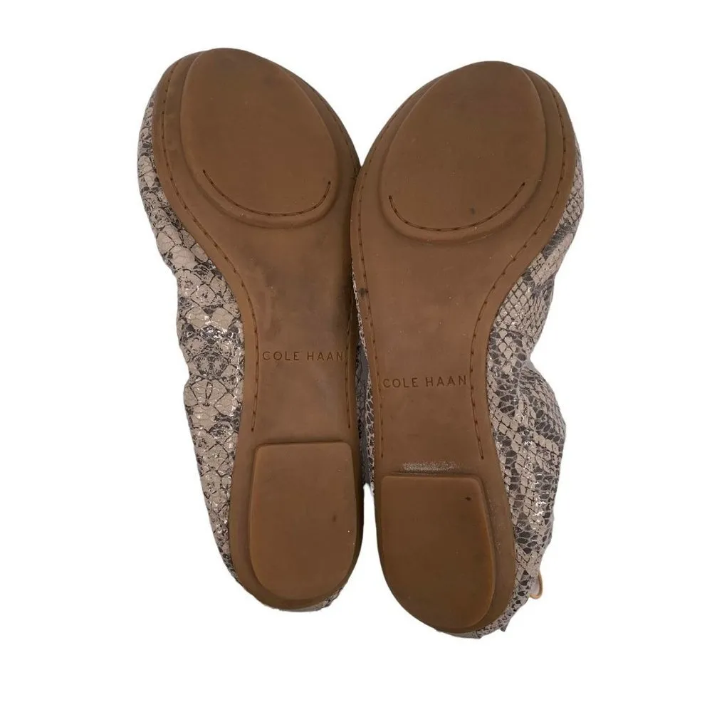 COLE HAAN Gray Python Print Leather Ballet Flats Size 6 B - Image 6