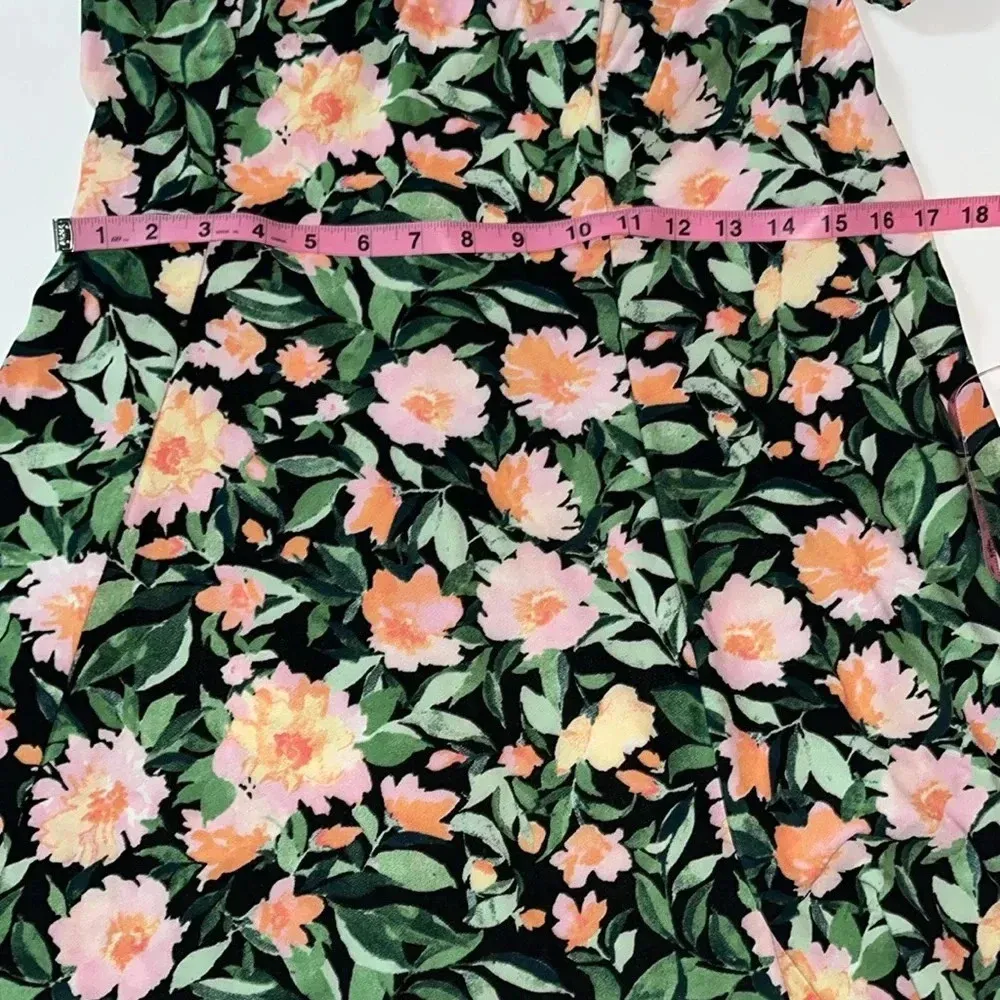 Tropical dress floral mini dress dark floral stretchy sleeves beach vacation - Image 8