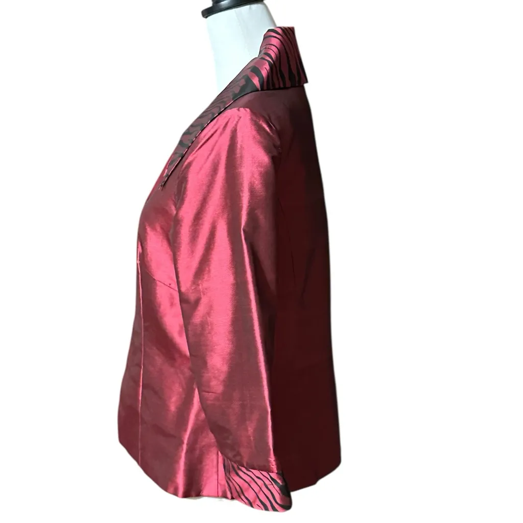 Marisa Baratelli Thai Silk Jacket Red And Black Sz Large - Image 5