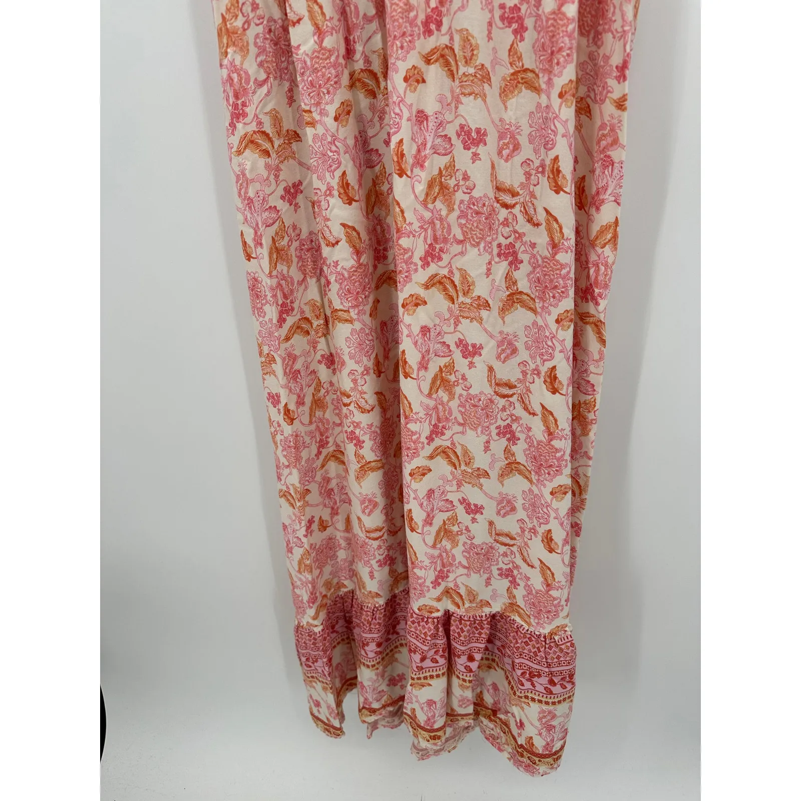 Forever 21 Womens Boho Maxi Dress Size L Rayon Crotchet Floral Hippie Summer - Image 3