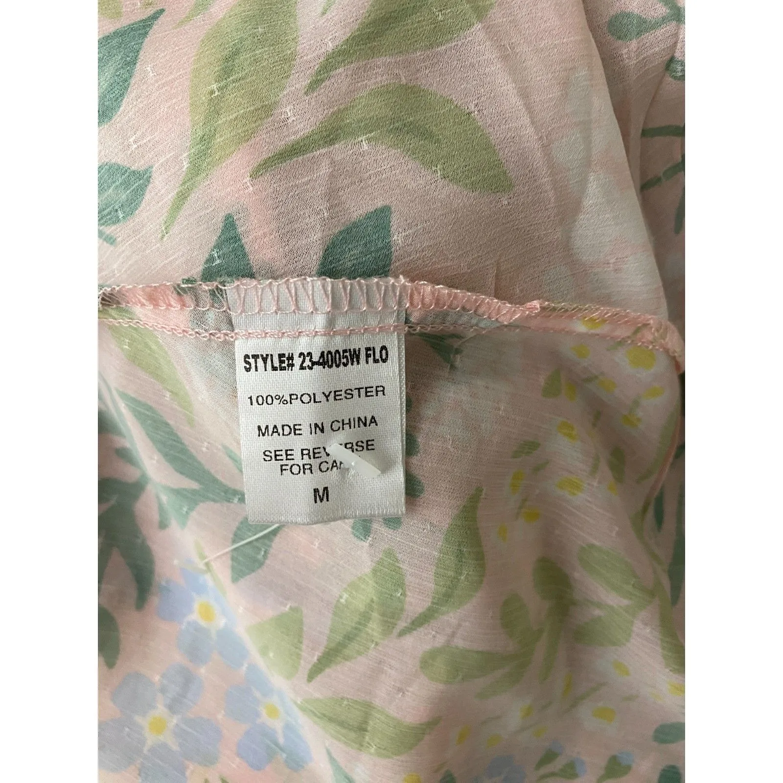 Sincerely Ours Pink Floral Puff Sleeve Mini Dress Ruffle Detail Cottagecore Sz M Size M - Image 8