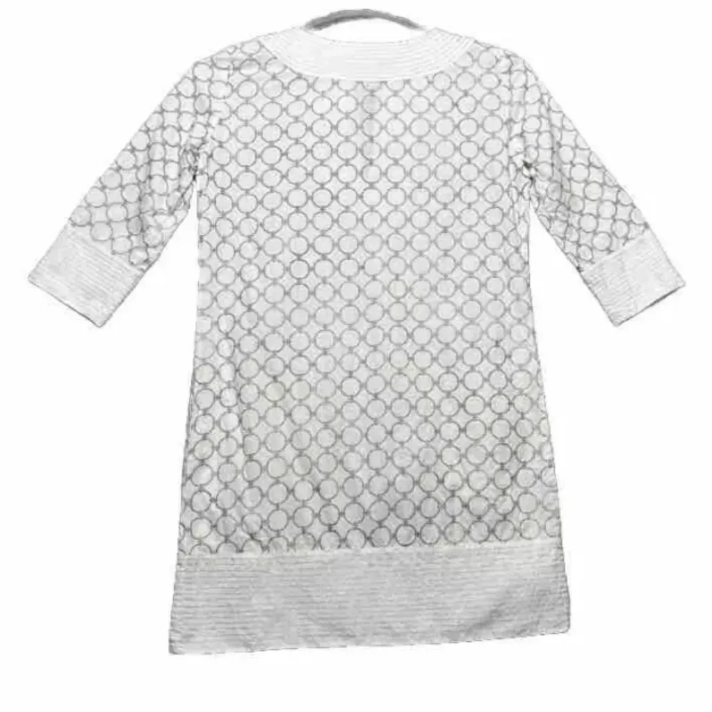 Gretchen Scott Designs Dress Women XS White Silver Embroidered Sheath All Cotton - Image 2