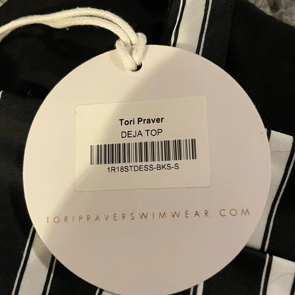 Tori Praver Deja Striped Bikini‎ Small Black White Striped Swim Top - Image 6