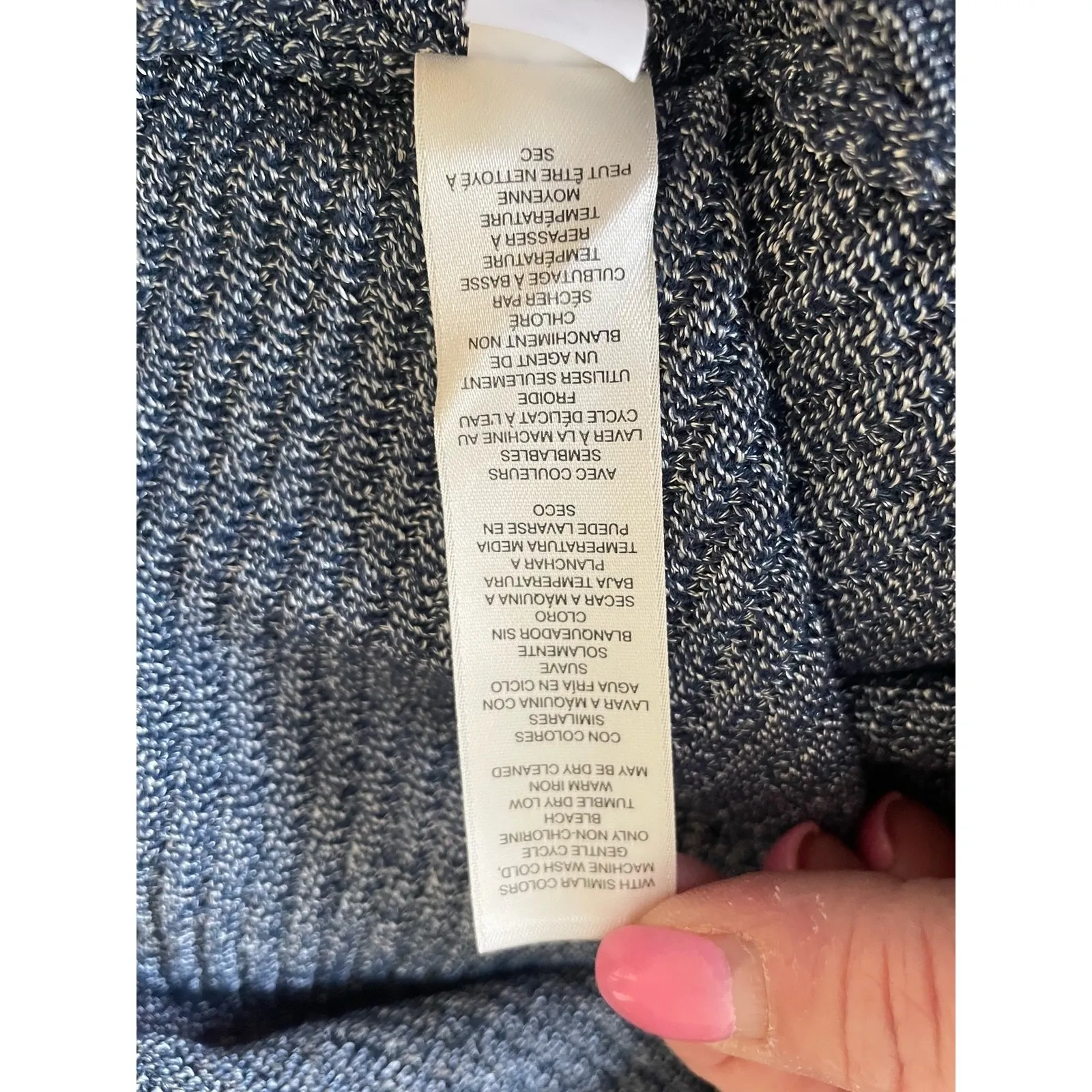 Chicos‎ Easywear Womens Sweater M Gray Diagonal Ribbed Cowl Neck Knit - Image 8