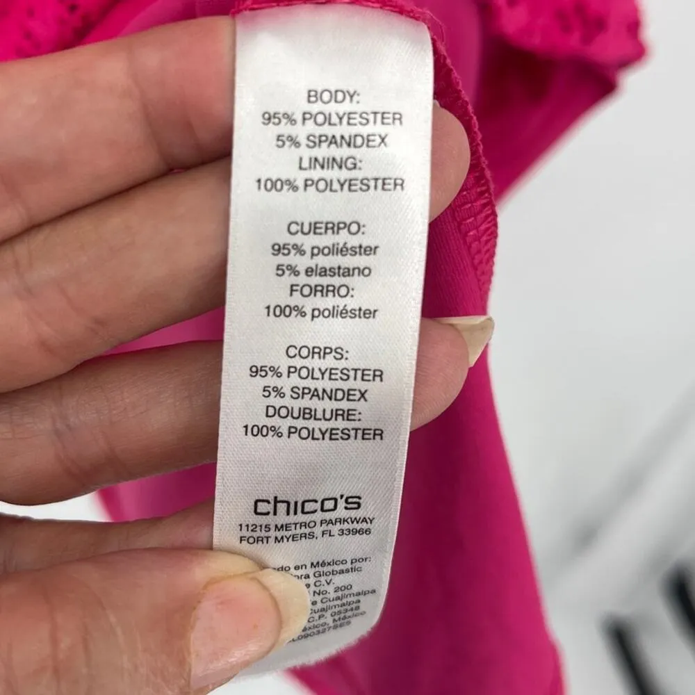 Chico's Lace Sheath Dress Sz 16 Hot Pink Wedding Party Feminine Bold Cocktail - Image 11